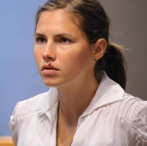 Amanda Knox listens to questions during her trial in Perugia, Italy, on June 12, 2009.